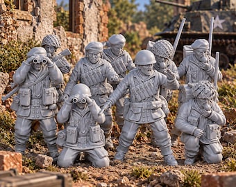 British Red Devils Paratroops HQ X9 28mm & 20mm WW2 Unpainted Resin Miniatures