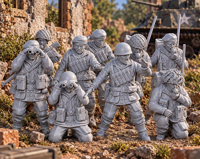 British Red Devils Paratroops HQ X9 28mm & 20mm WW2 Unpainted Resin Miniatures