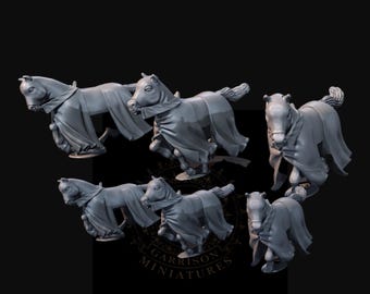 Galloping Medieval Robed Horses Set of 6  28mm