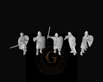 Norman Armoured Swordsmen X5: 28mm