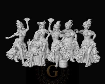Dancing Girls X6 1:87 HO Scale Old West Railroad Railway Layout Figures