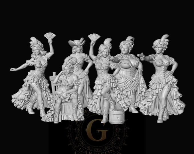 Dancing Girls X6 1:87 HO Scale Old West Railroad Railway Layout Figures