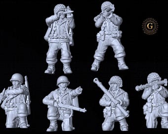 WW2 US Infantry Anti-Tank Unit X6 ideal Bolt Action 28mm 1/56