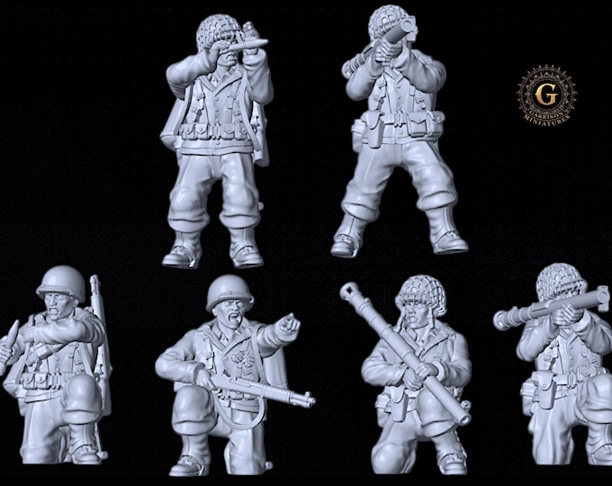 WW2 US Infantry Anti-Tank Unit X6 ideal Bolt Action 28mm 1/56 Wargames and Collectors Figures by 3DB for Garrison Miniatures