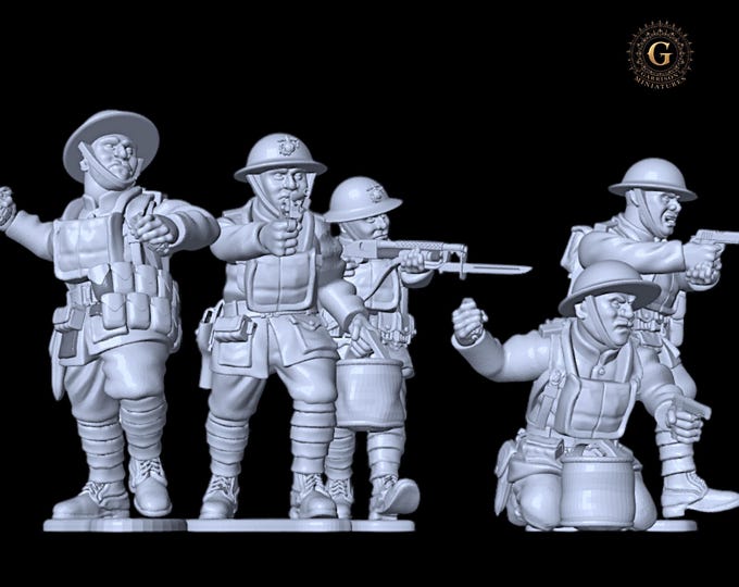 WW1 USMC American Expeditionary Force Trench Bombers Belleau Wood 1918 28mm 1/56