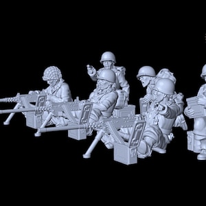 WW2 US Infantry .50 Cal. MG Teams X6 Figures 28mm 1/56 ideal Bolt Action wargames and Collectors Figures by Garrison Miniatures