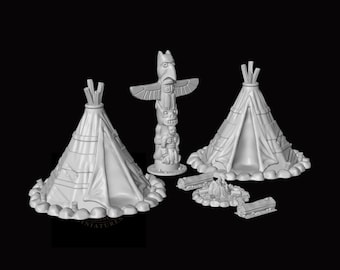 Native Camp 1:87 HO Scale Old West Model Railroad Railway Layout Figures