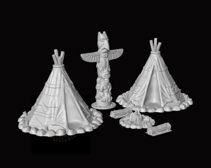 Native Camp 1:87 HO Scale 1/87 Resin Unpainted Model Railroad, Wild West Train Layout Diorama Accessories