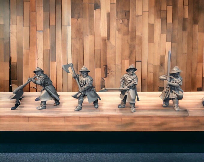 Early C14th Men at Arms 2 Handed Weapons 28mm 1/56