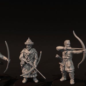Medieval Eastern European Militia Archers 28mm 1/56 Unpainted Wargames and Collectors Figures by Medbury Miniatures for Garrison Miniatures