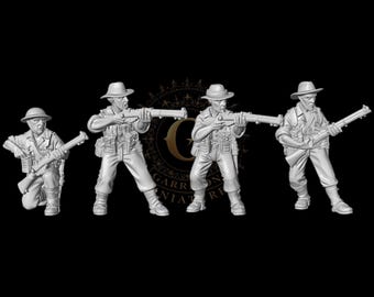 WW2 Australian Infantry Riflemen Set 3 X4 28mm or 20mm