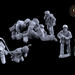 WW2 US Marines HQ Set, 28mm 1/56 for Bolt Action Rapid Fire etc Wargames and Collectors Figures by BattleCat for Garrison Miniatures