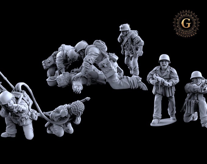 WW2 US Marines HQ Set, 28mm 1/56