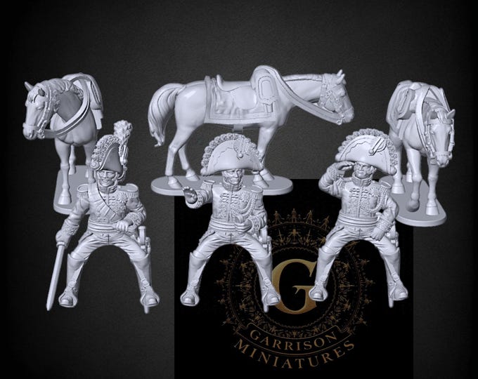 Napoleonic Kingdom Of Saxony Mounted General Staff 28mm 1/56