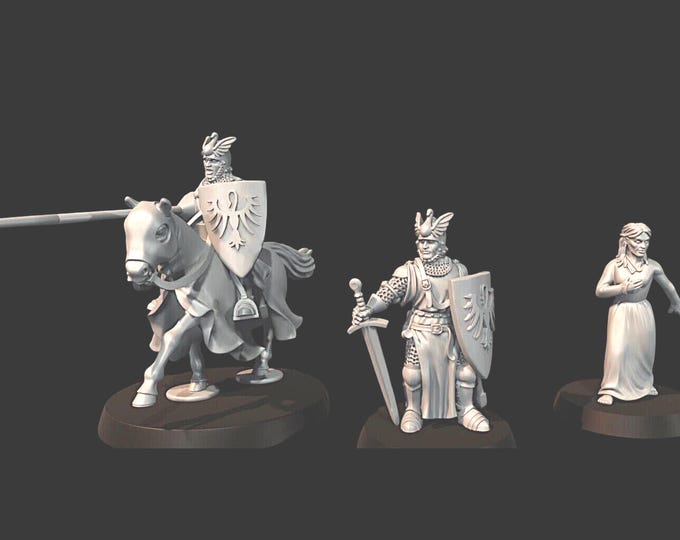 Lohengrin & Elsa, The Swan Knight Foot and Mounted 28mm 1/56