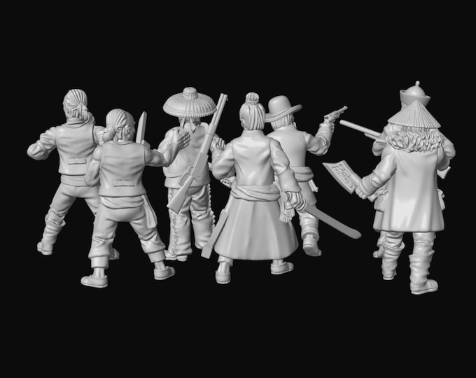 Chinese Tong Gang X7 28mm/32mm Wild West Resin Miniatures