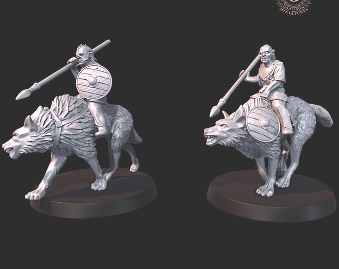 Orc Wolf Riders with Spears 28mm 1/56