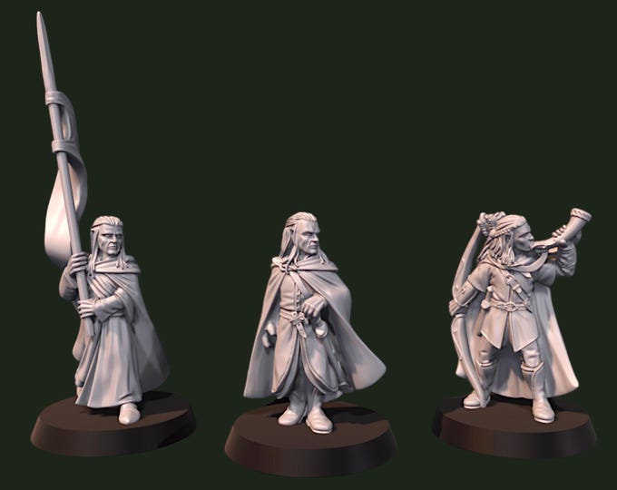 Elven Militia Command,  28mm 1/56