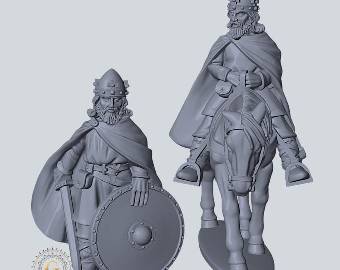 King Alfred the Great Foot and Mounted 28mm Dark Ages Unpainted Resin Miniatures