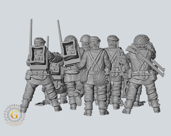 British Red Devils Paratroops HQ X11 28mm & 20mm WW2 Unpainted Resin Miniatures