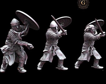 11th Century Dismounted Spanish Knights Mid-Swing 28mm 1/56
