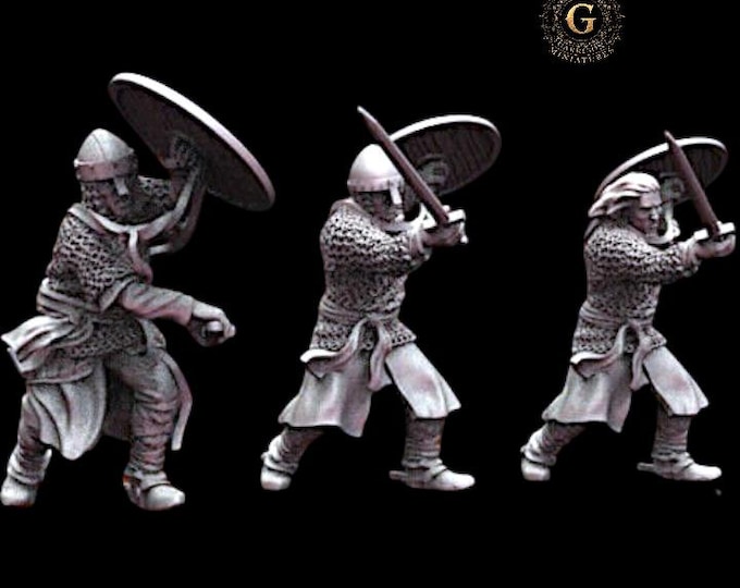 11th Century Dismounted Spanish Knights Mid-Swing 28mm 1/56
