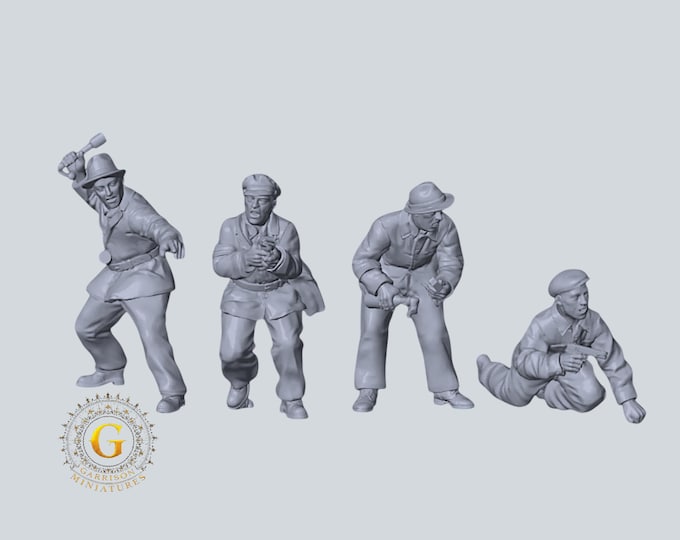 Partisan, Resistance, Home Guard Light Weapons X4 28mm or 20mm  WW2 Unpainted Resin Miniatures