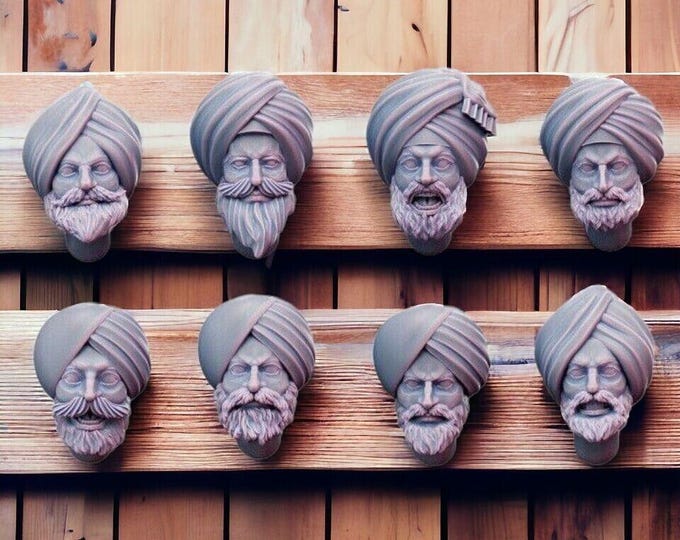 WWII Indian Sikh Heads 28mm 1/56 Wargames and Collectors Figures by Kyoushuneko for Garrison Miniatures
