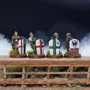 Genoese Crossbowmen Set 1 - Medieval 28mm 1/56 Unpainted Wargames and Collectors Figures by Medbury Miniatures for Garrison Miniatures