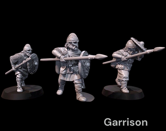 Unarmored Vendel Warriors with Spears Set 2 28mm 1/56