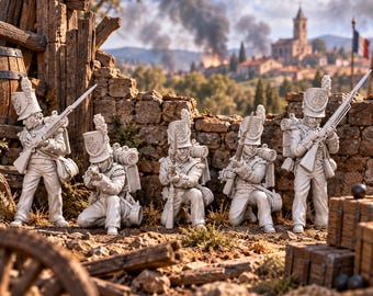 British Infantry Set 3 28mm Unpainted Napoleonic Resin  Wargame Miniatures Set of 5