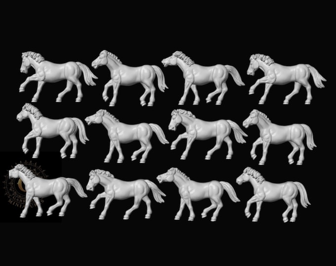 HO Scale Old West 1/87 Unpainted Resin Wild Mustangs X12 Miniatures Train Layout