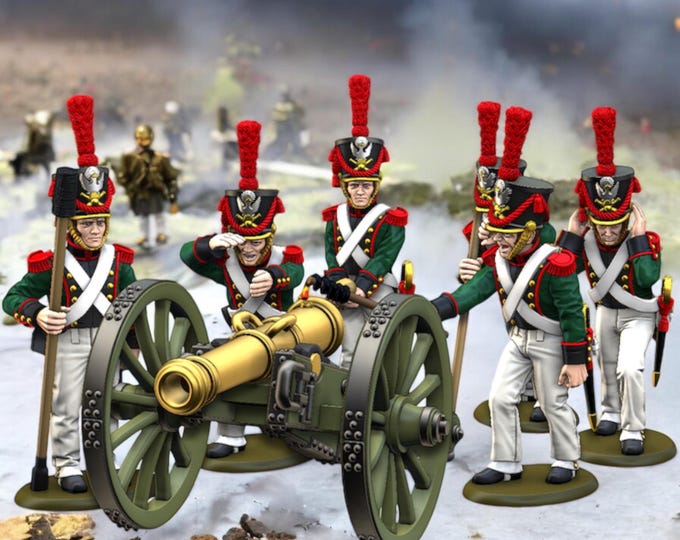 Napoleonic Grand Duchy Warsaw Foot Artillery 1807-14 Firing -  28mm 1/56