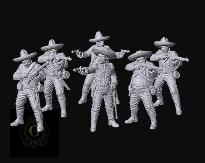 Mexican Rurales X6 28mm Old West Unpainted Resin Wargame Miniatures