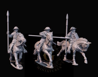 Mounted Medieval Scottish Hobilars with Spears 28mm