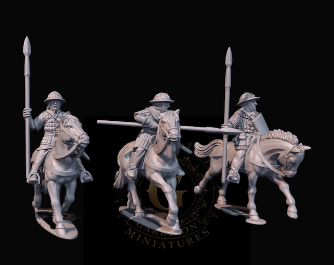 Mounted Medieval Scottish Hobilars with Spears 28mm