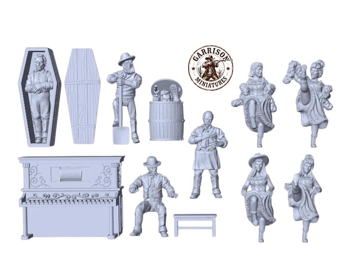 HO Scale Wild West 1/87 Unpainted Resin Saloon Patrons Miniatures Train Layout