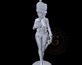 French Hussar Pin-Up, Napoleonic 75mm Display Figure 3"+ Tall