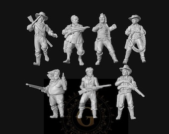 Swamp People 28mm/32mm Wild West Unpainted Resin Miniatures