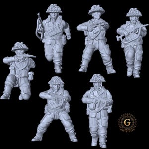 WW2 British Infantry SMGs X6 Ideal Bolt Action etc UNPAINTED 28mm 1/56 Wargames and Collectors Figures by Garrison Miniatures