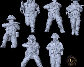 WW2 British Infantry SMGs X6  28mm 1/56