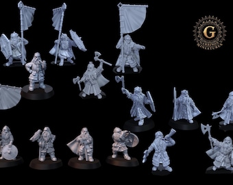 Dwarf Army Deal #1 - Dwarf Commanders Bundle  28mm 1/56