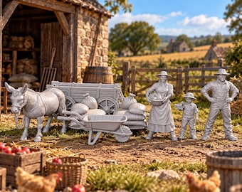 HO Scale Homesteaders Farmyard Set 1:87 Unpainted Resin Figures Model Railway