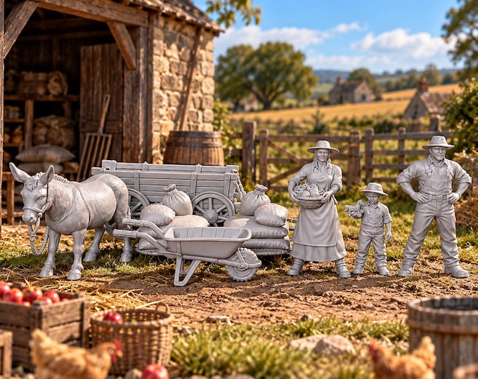 HO Scale Homesteaders Farmyard Set 1:87 Unpainted Resin Figures Model Railway