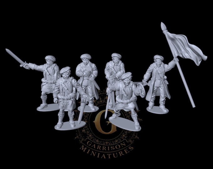 Scots Jacobite Officers X6: '45 Rebellion Culloden 28mm