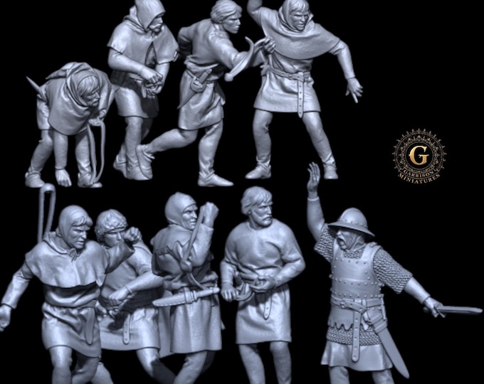 Medieval Slingers & Infantry Captain 28mm 1/56