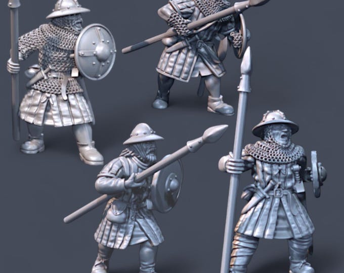 Scots Warriors with Spears & Shields 28mm