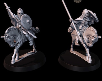 Armored Vendel Warriors With Spears Set 1: 28mm Dark Ages Wargame and Diorama Miniatures
