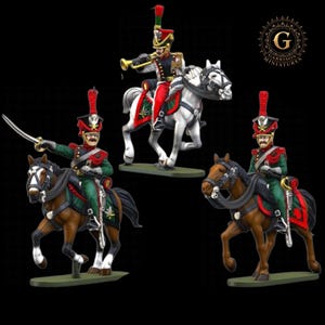 UNPAINTED Grand Duchy Warsaw Horse Artillery 1807-10 Mounted Officers X3  28mm 1/56 Wargames Collectors Figures by  Garrison Miniatures