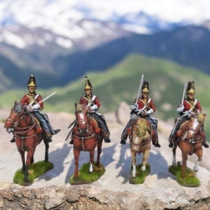 Napoleonic British Heavy Cavalry 1st Kings Dragoon Guards Set A UNPAINTED 28mm 1/56 Wargames Collectors Figures by Garrison Miniatures